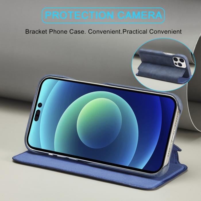 Bild 6, LC.IMEEKE iPhone 14 Plus Fodral Flip Läder Blå