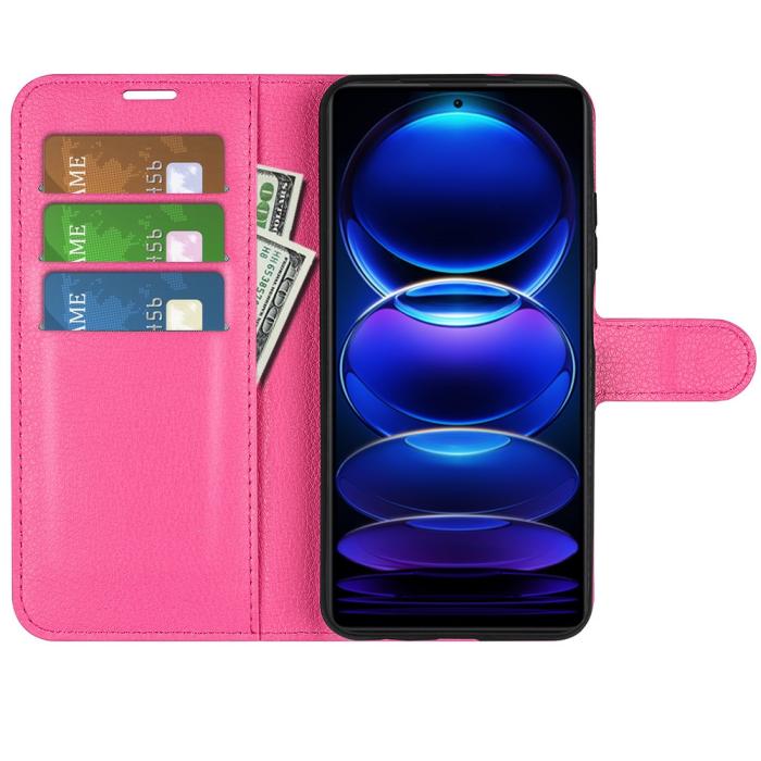 Bild 2, Xiaomi Redmi Note 12 Pro 5G Fodral Litchi Läder Rosa