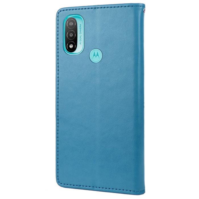 Bild 3, Motorola Moto E20 / E40 Fodral Tryckt Fjäril Textur Blå