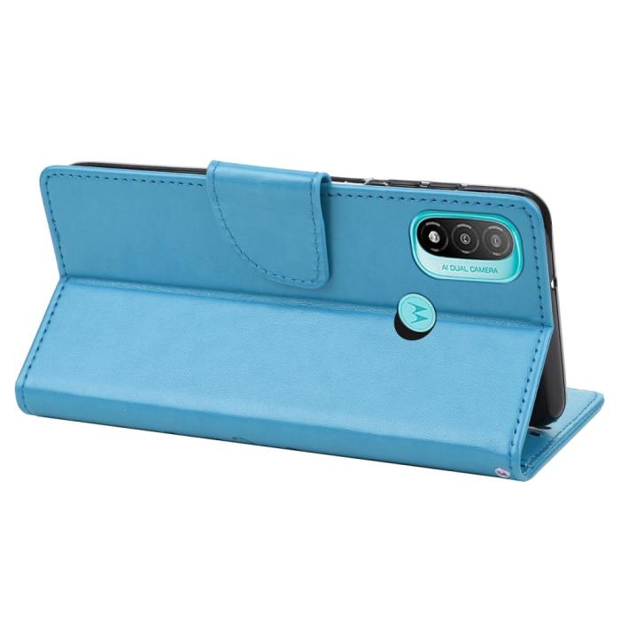 Bild 5, Motorola Moto E20 / E40 Fodral Tryckt Fjäril Textur Blå