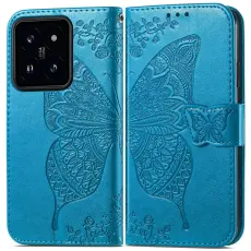 Xiaomi 14T Fodral Med Fj&auml;ril Tryck Bl&aring;