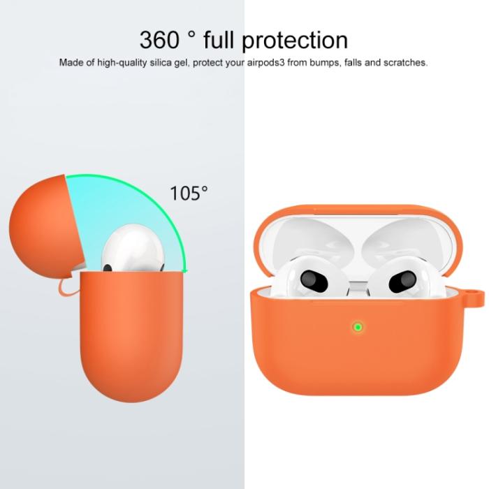 Bild 2, AirPods 3 Skal Silikon Med Krok Orange
