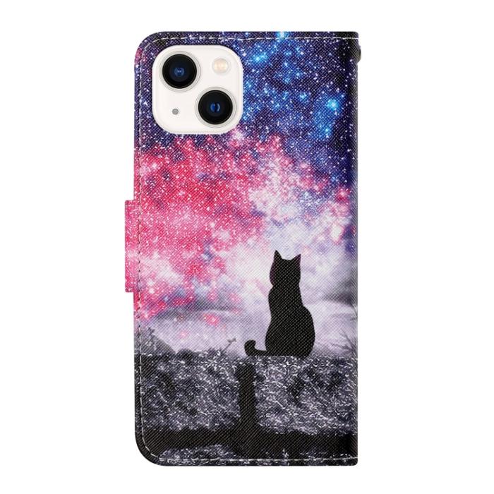 Bild 3, iPhone 14 Fodral Med Tryck Galaxy Katt