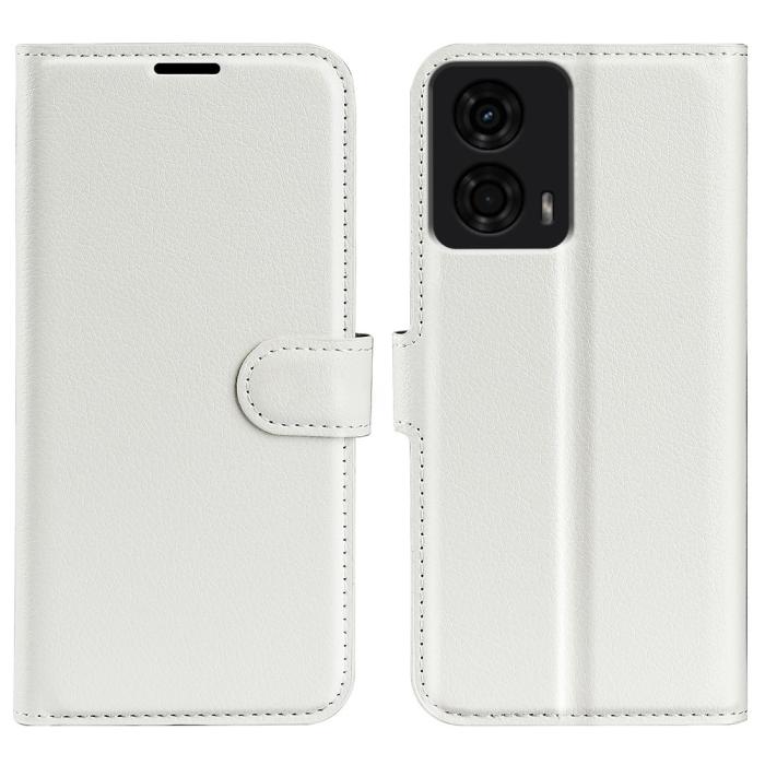 Bild 1, Motorola Moto G04 4G/G24 4G Fodral Litchi Läder Vit