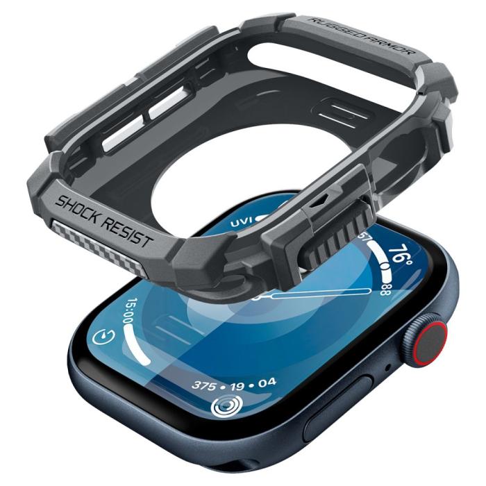 Bild 6, Spigen Apple Watch 11/10 46 mm Skal Rugged Armor Mörk Grå