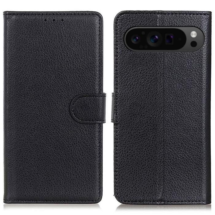 Bild 1, Google Pixel 9 Pro XL Fodral Litchi Läder Svart