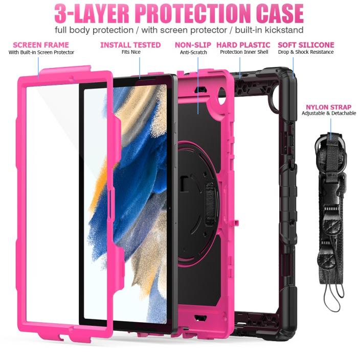 Bild 3, Galaxy Tab A8 10.5 Skal Shockproof Hybrid Kickstand Strap