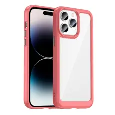 iPhone 14 Pro Max Skal Akryl/TPU Transparent/R&ouml;d