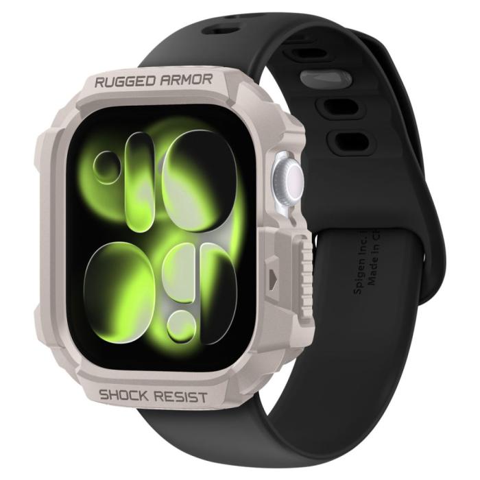 Bild 3, Spigen Apple Watch 11/10 42 mm Skal Rugged Armor Dune Beige