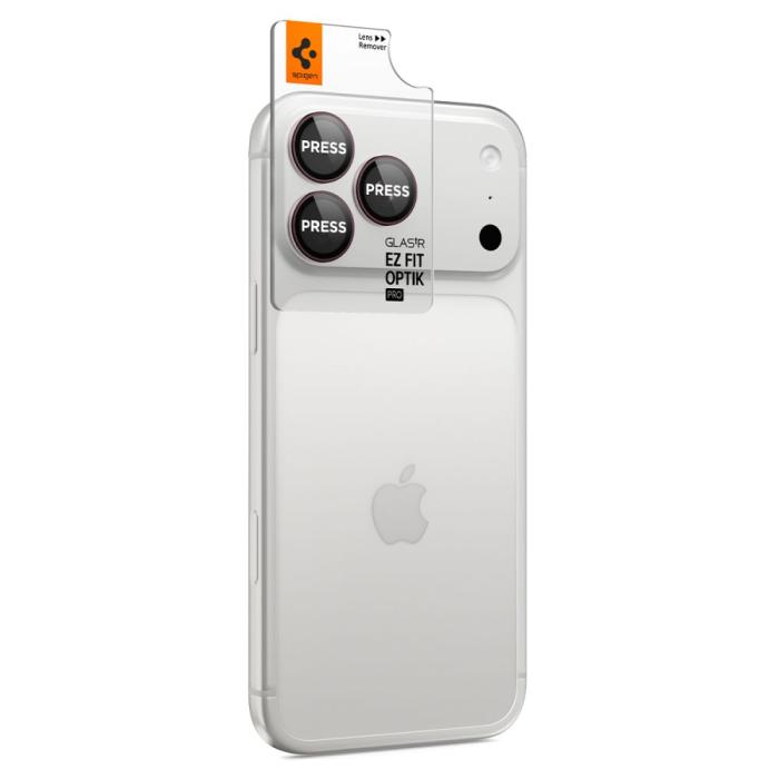 Bild 6, Spigen iPhone 18 Pro/18 Pro Max 2-PACK Linsskydd Optik Pro GLAS.tR 'Ez Fit'