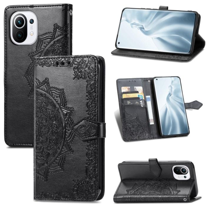 Bild 1, Xiaomi Mi 11 - Mandala Läder Fodral - Svart