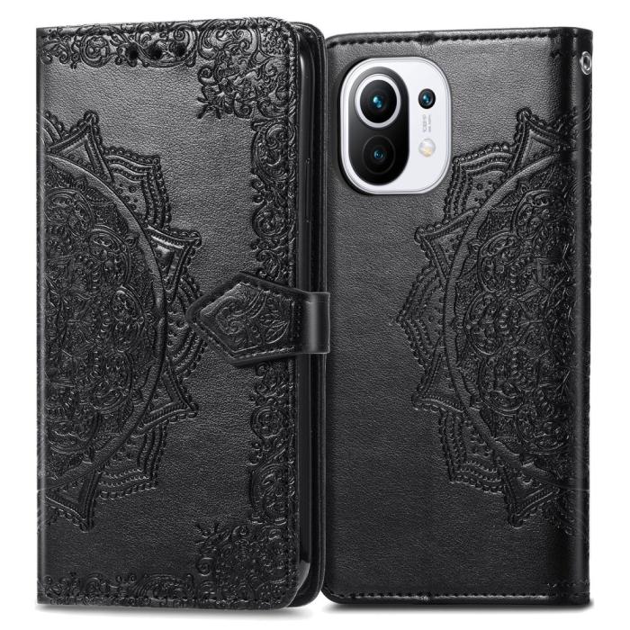 Bild 2, Xiaomi Mi 11 - Mandala Läder Fodral - Svart