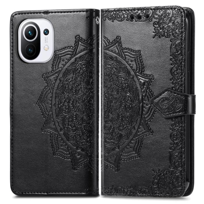 Bild 3, Xiaomi Mi 11 - Mandala Läder Fodral - Svart