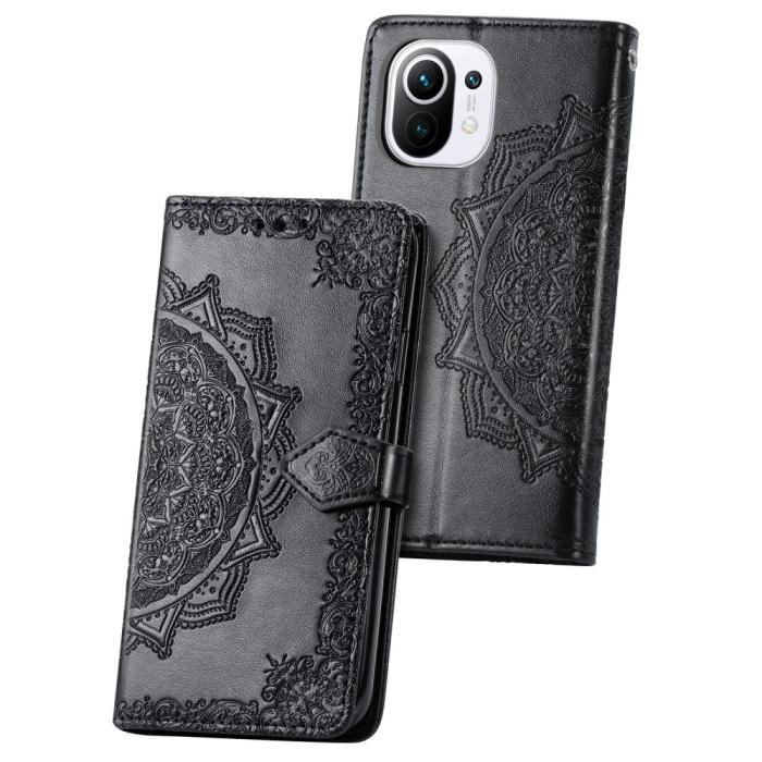 Bild 4, Xiaomi Mi 11 - Mandala Läder Fodral - Svart