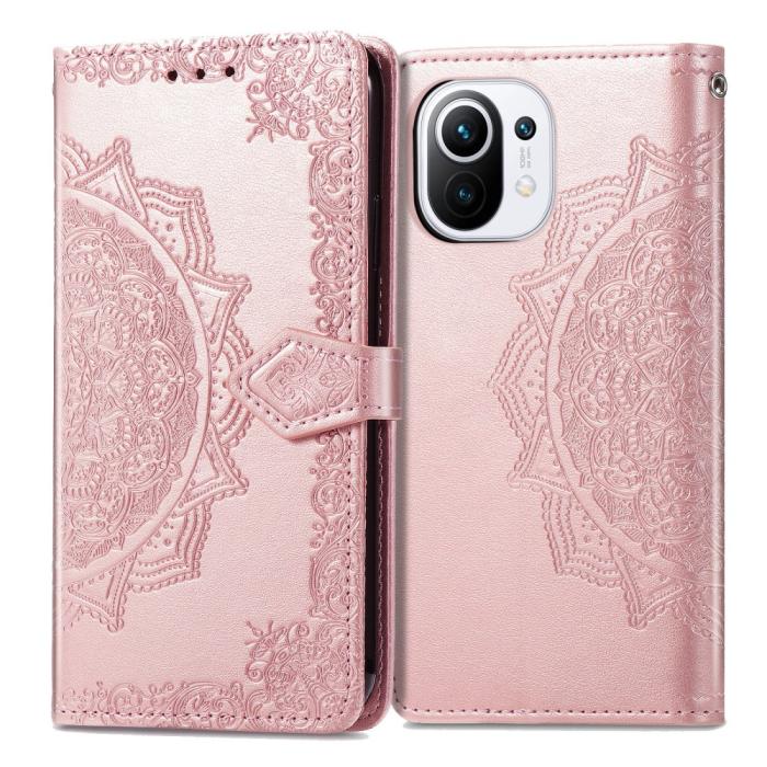Bild 2, Xiaomi Mi 11 - Mandala Läder Fodral - Roséguld