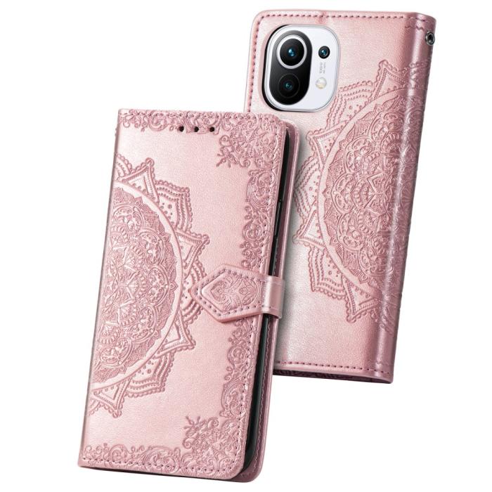 Bild 4, Xiaomi Mi 11 - Mandala Läder Fodral - Roséguld