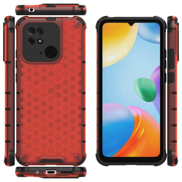 Bild 2, Xiaomi Redmi 10C Skal Armor Honeycomb Röd