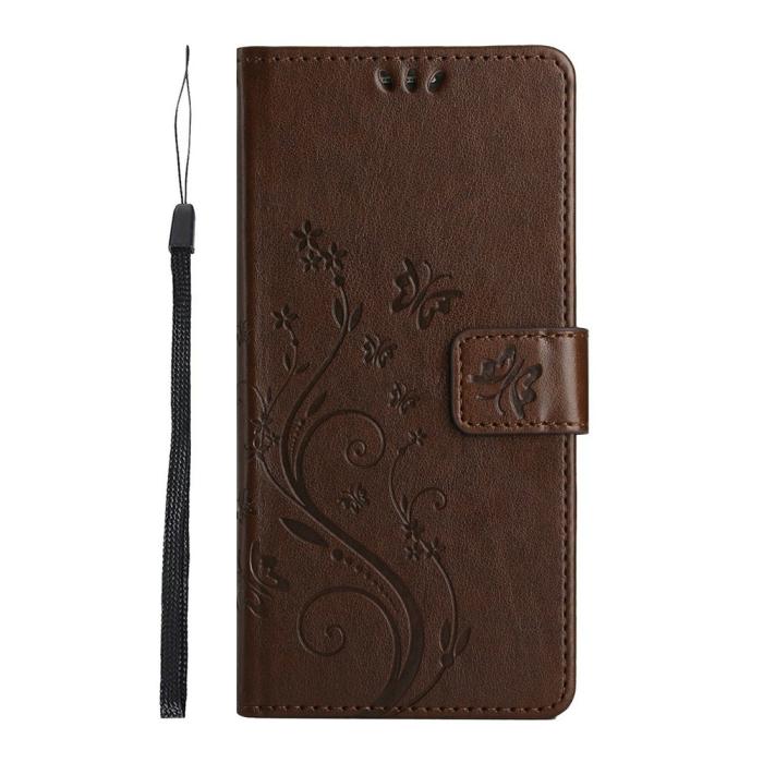 Bild 5, Samsung Galaxy A27 5G Fodral Blommor/Fjärilar Brun