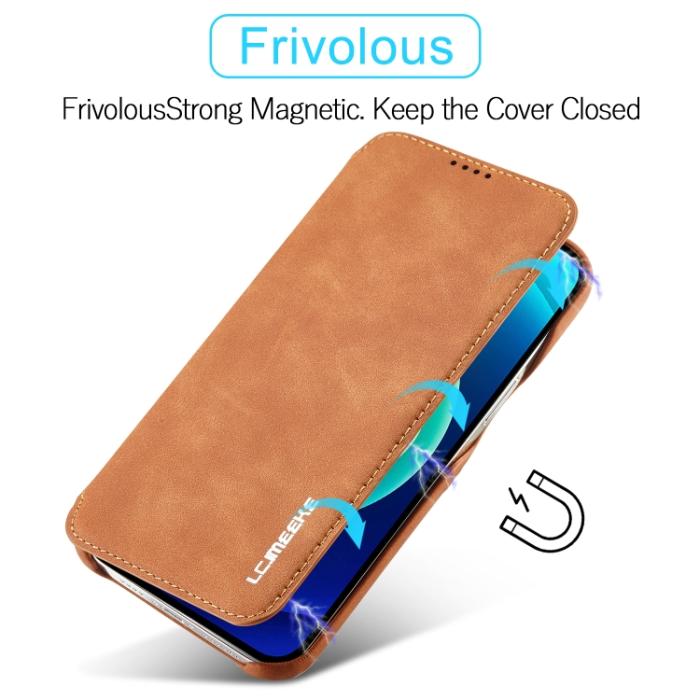Bild 5, LC.IMEEKE iPhone 14 Plus Fodral Flip Läder Brun