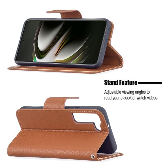 Bild 4, Samsung Galaxy S22 Fodral Litchi Shark Brun