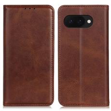 Google Pixel 9a Fodral Flip Split L&auml;der Brun