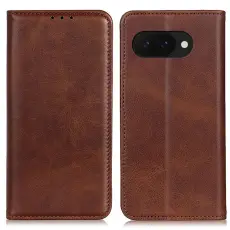 Google Pixel 9a Fodral Flip Split L&auml;der Brun