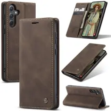 CASEME Galaxy A56 5G/A36 5G Fodral Retro L&auml;der M&ouml;rk Brun