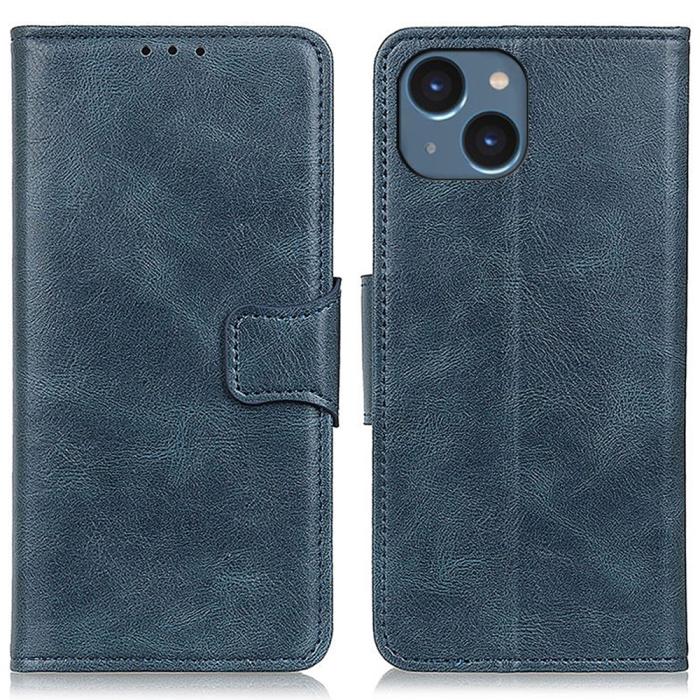 Bild 1, iPhone 15 Fodral Crazy Horse Folio Blå