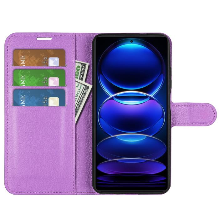 Bild 2, Xiaomi Redmi Note 12 Pro 5G Fodral Litchi Läder Lila