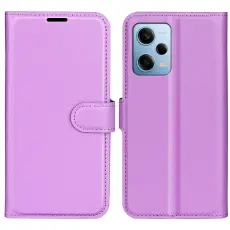 Xiaomi Redmi Note 12 Pro 5G Fodral Litchi L&auml;der Lila