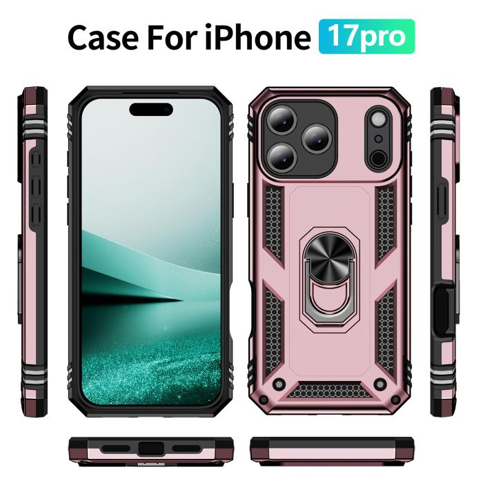 Bild 5, iPhone 17 Pro Skal Shockproof Hybrid Ring Roséguld