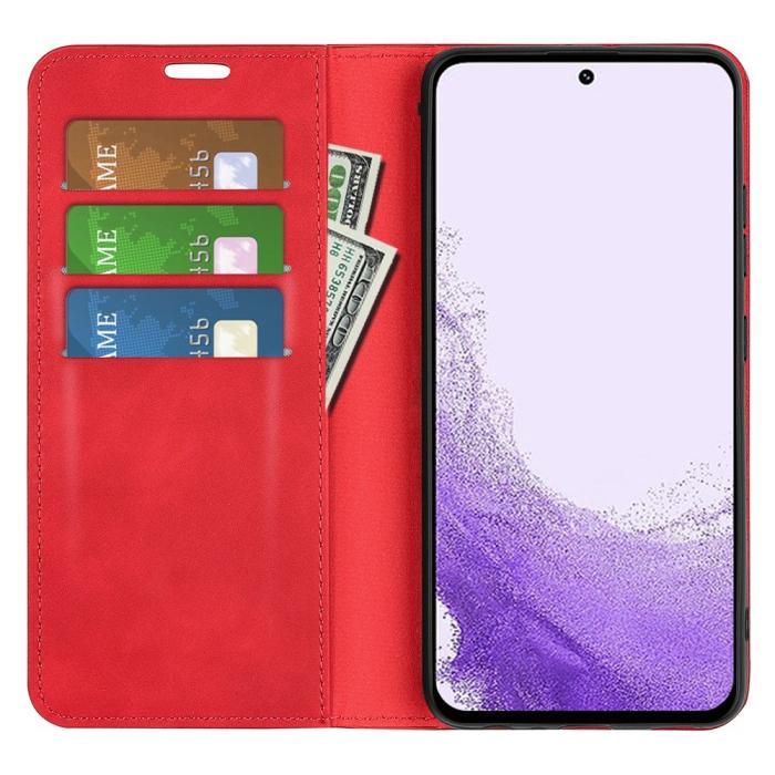 Bild 2, Samsung Galaxy S23 Flip Fodral Skin Touch Röd
