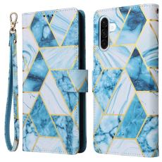 Samsung Galaxy A17 / A26 Fodral L&auml;der Marmor Bl&aring;