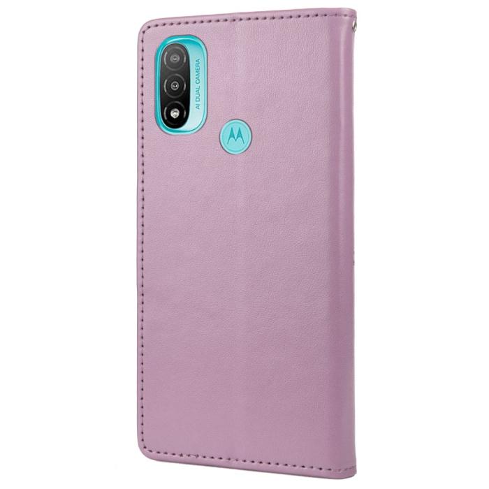 Bild 3, Motorola Moto E20 / E40 Fodral Tryckt Fjäril Textur Lila