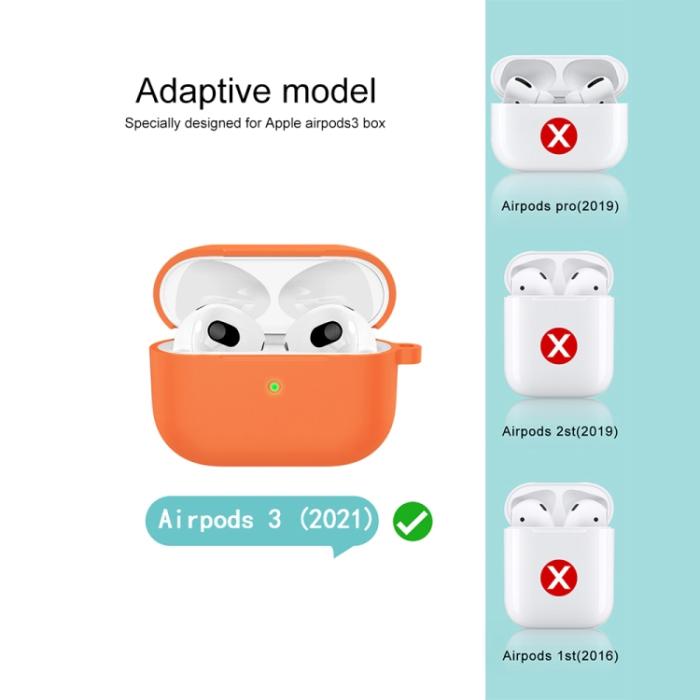 Bild 5, AirPods 3 Skal Silikon Med Krok Orange