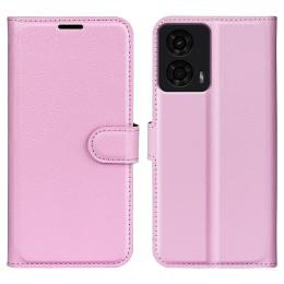 Motorola Moto G04 4G/G24 4G Fodral Litchi Läder Ljus Rosa