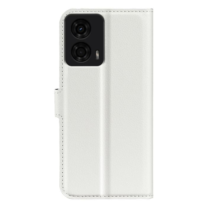 Bild 6, Motorola Moto G04 4G/G24 4G Fodral Litchi Läder Vit