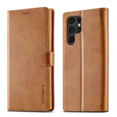 LC.IMEEKE Samsung Galaxy S26 Ultra Fodral L&auml;der Brun