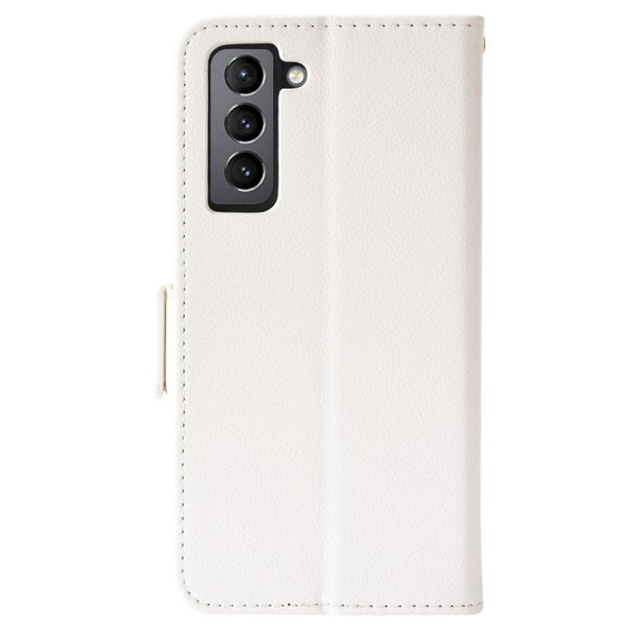 Bild 3, Samsung Galaxy S22 Plus Fodral Litchi Textur Vit