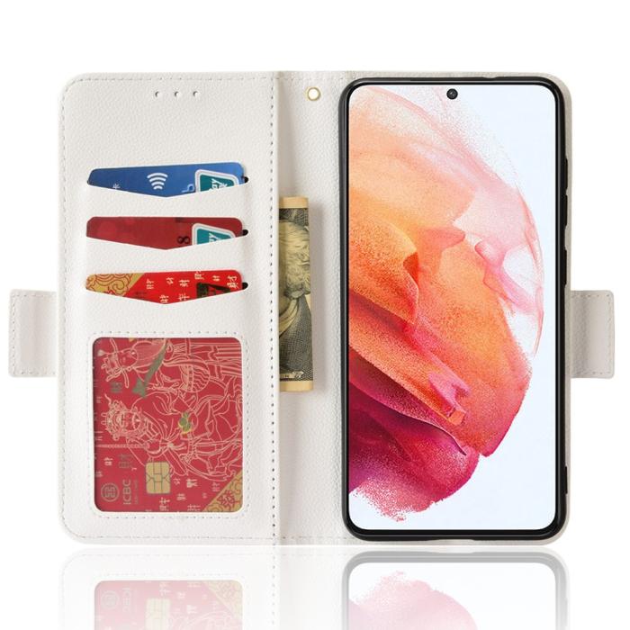 Bild 4, Samsung Galaxy S22 Plus Fodral Litchi Textur Vit