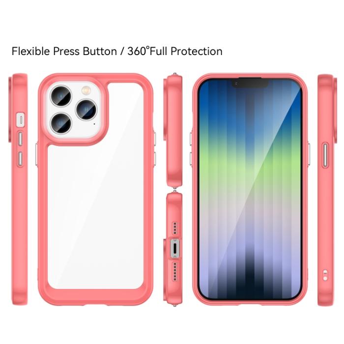 Bild 2, iPhone 14 Pro Max Skal Akryl/TPU Transparent/Röd