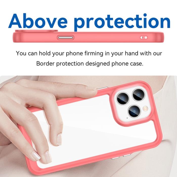 Bild 4, iPhone 14 Pro Max Skal Akryl/TPU Transparent/Röd