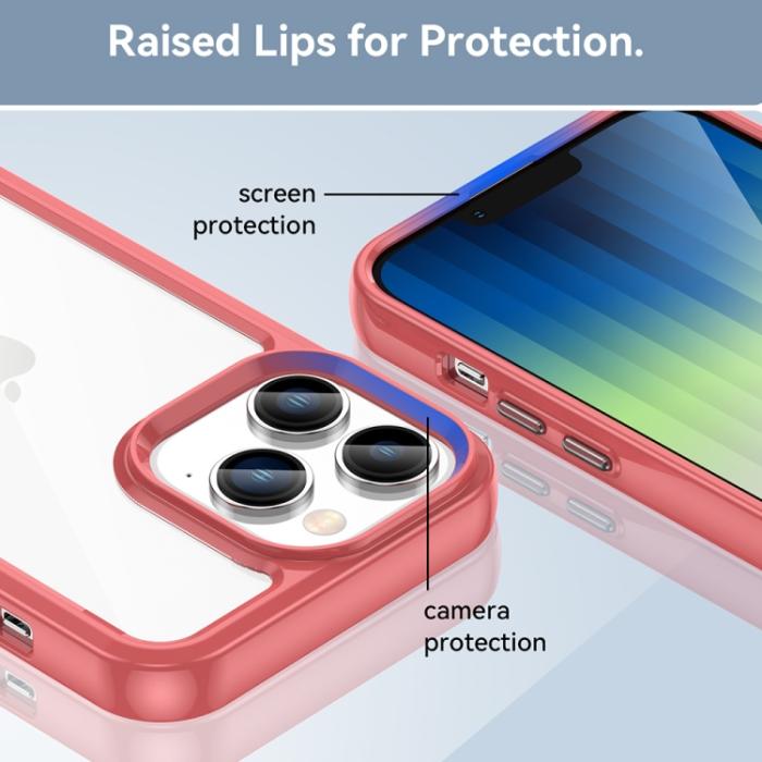 Bild 6, iPhone 14 Pro Max Skal Akryl/TPU Transparent/Röd