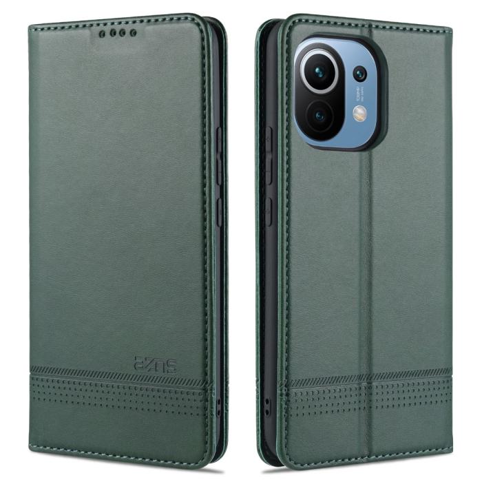 Bild 1, Xiaomi Mi 11 - AZNS Läder Flip Fodral - Grön