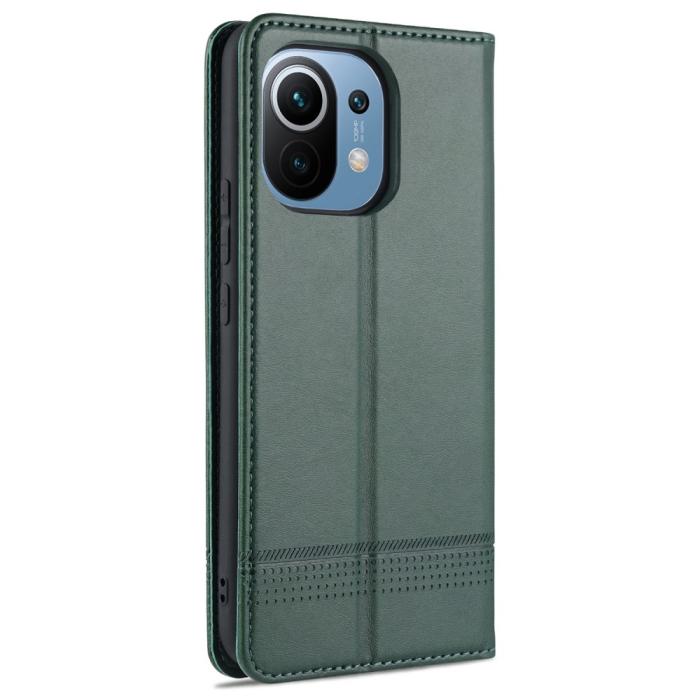 Bild 3, Xiaomi Mi 11 - AZNS Läder Flip Fodral - Grön