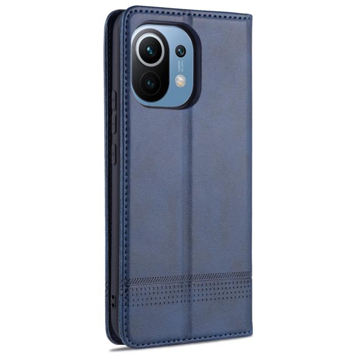 Bild 3, Xiaomi Mi 11 - AZNS Läder Flip Fodral - Blå