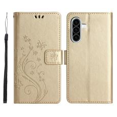 Samsung Galaxy A27 5G Fodral Blommor/Fj&auml;rilar Guld