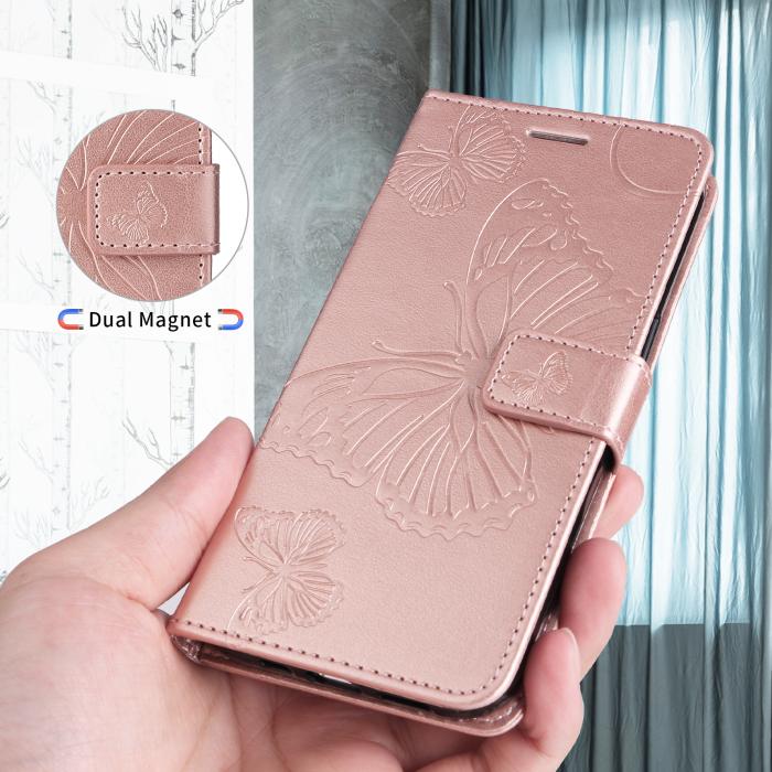 Bild 3, Motorola Moto G86 Power/G86 5G Fodral Fjäril Tryck Roséguld