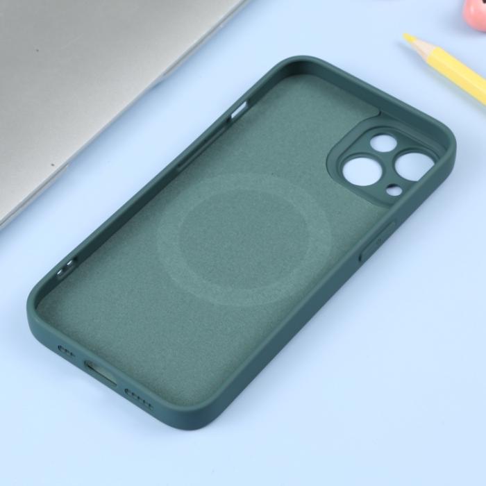 Bild 4, iPhone 14 Plus Skal MagSafe Liquid Silikon Mörk Grön