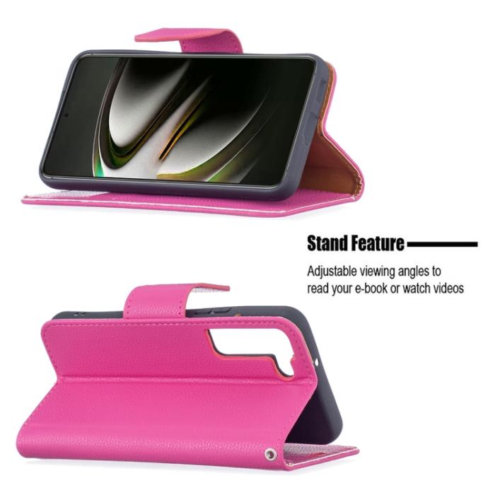 Bild 4, Samsung Galaxy S22 Fodral Litchi Shark Rosa